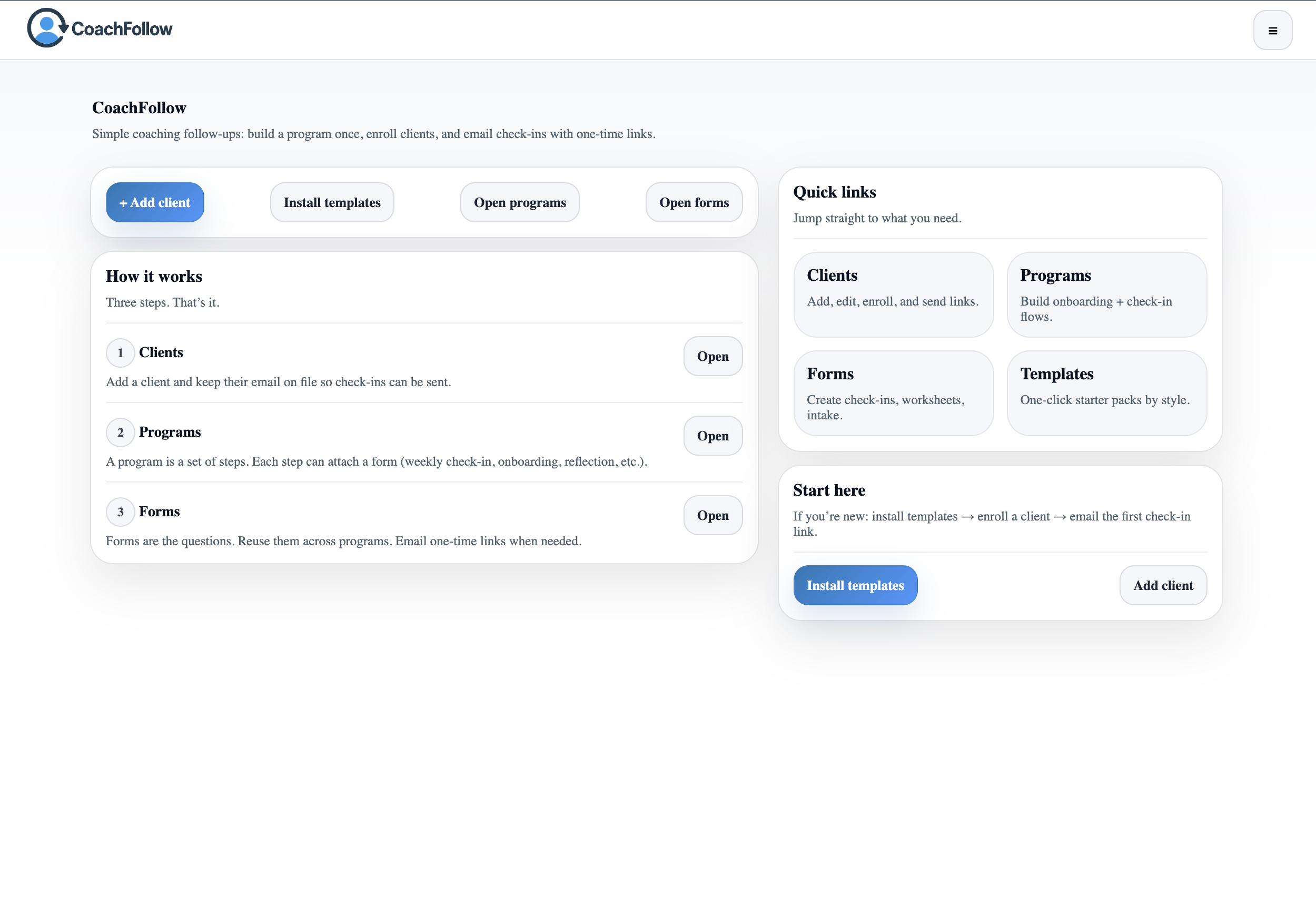 CoachFollow dashboard screenshot