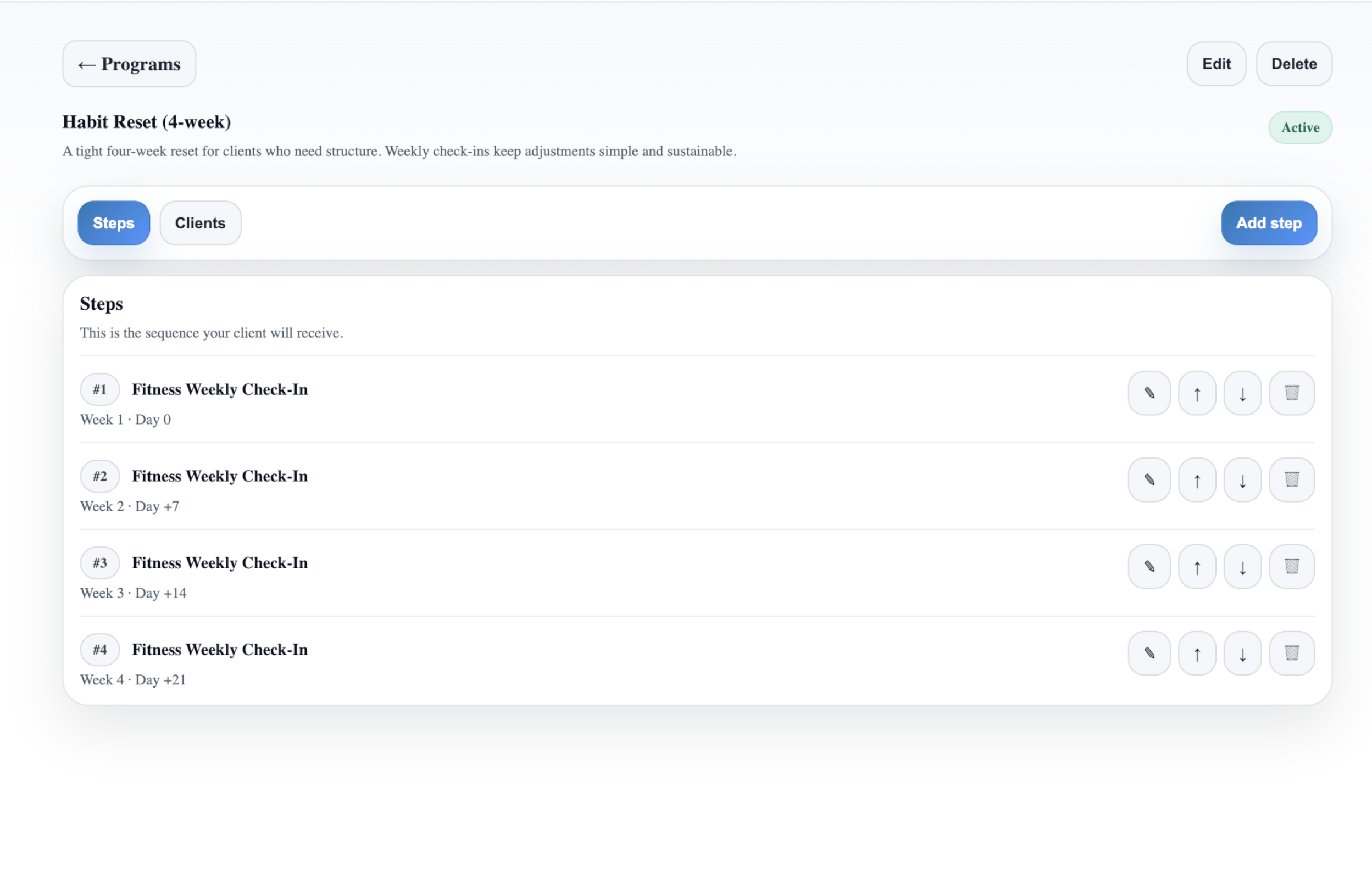 Programs list screenshot